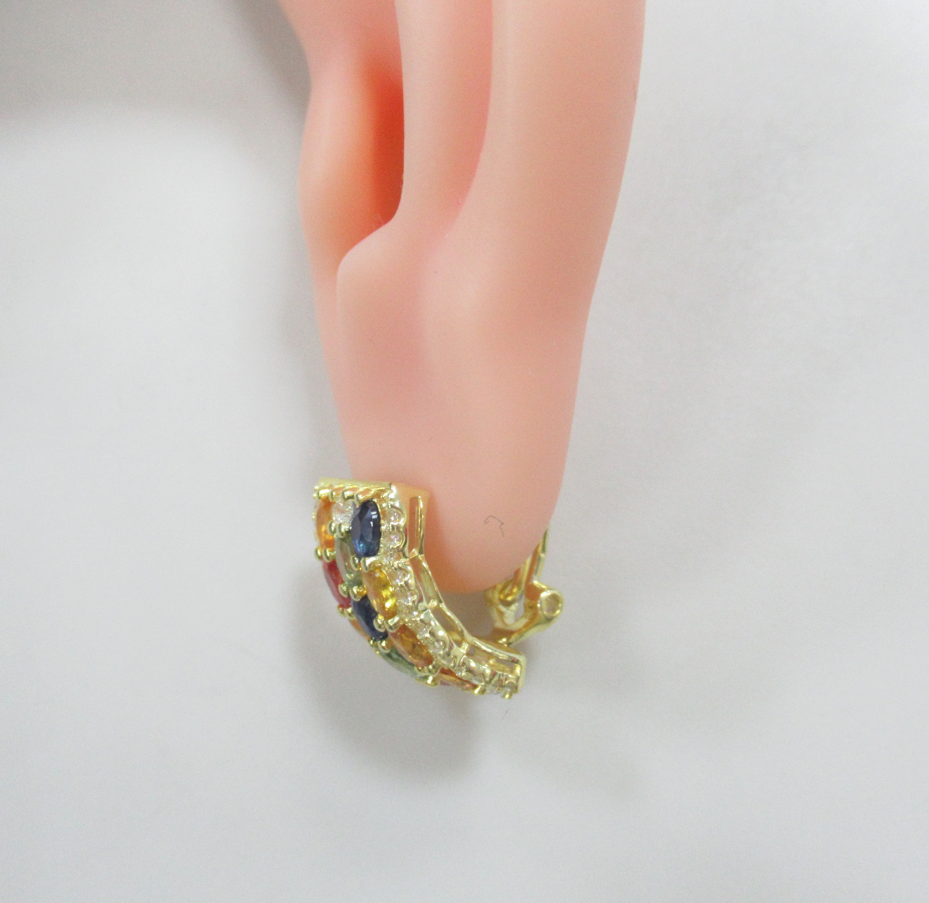 Серебряные серьги с мультисапфирами